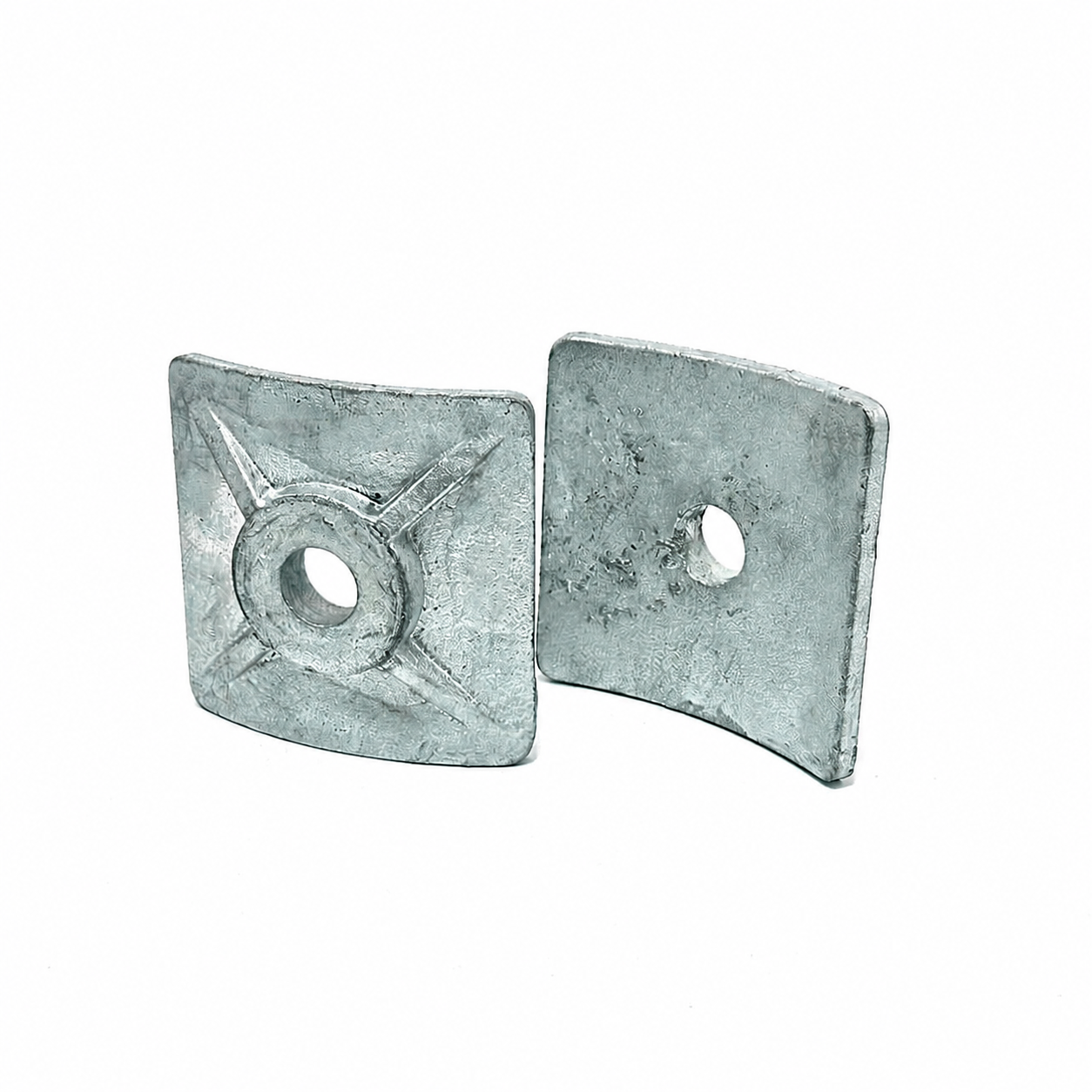 Cast Square Curved Washer HDG | Ductile Iron Utility Washer | IEEE C135.80 & CSA C83 Polelin Hardware