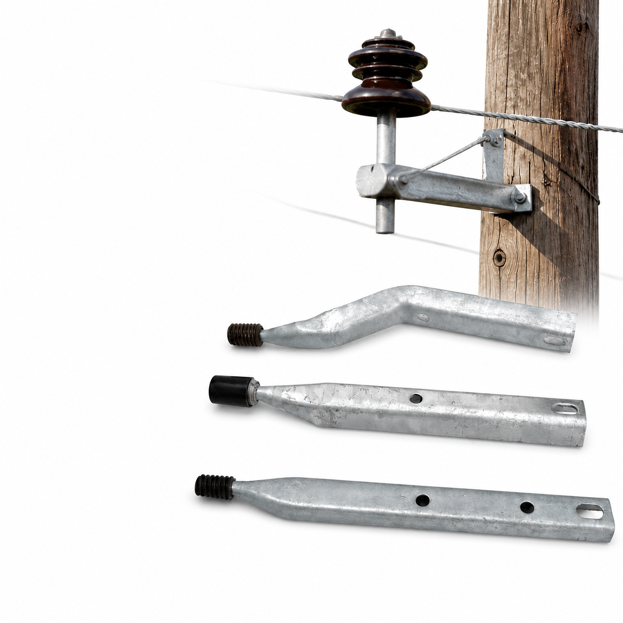 Galvanized Channel Steel | Pole Top Pin with Lead Thread | 1-3/8 Inch Lead Thread Pin