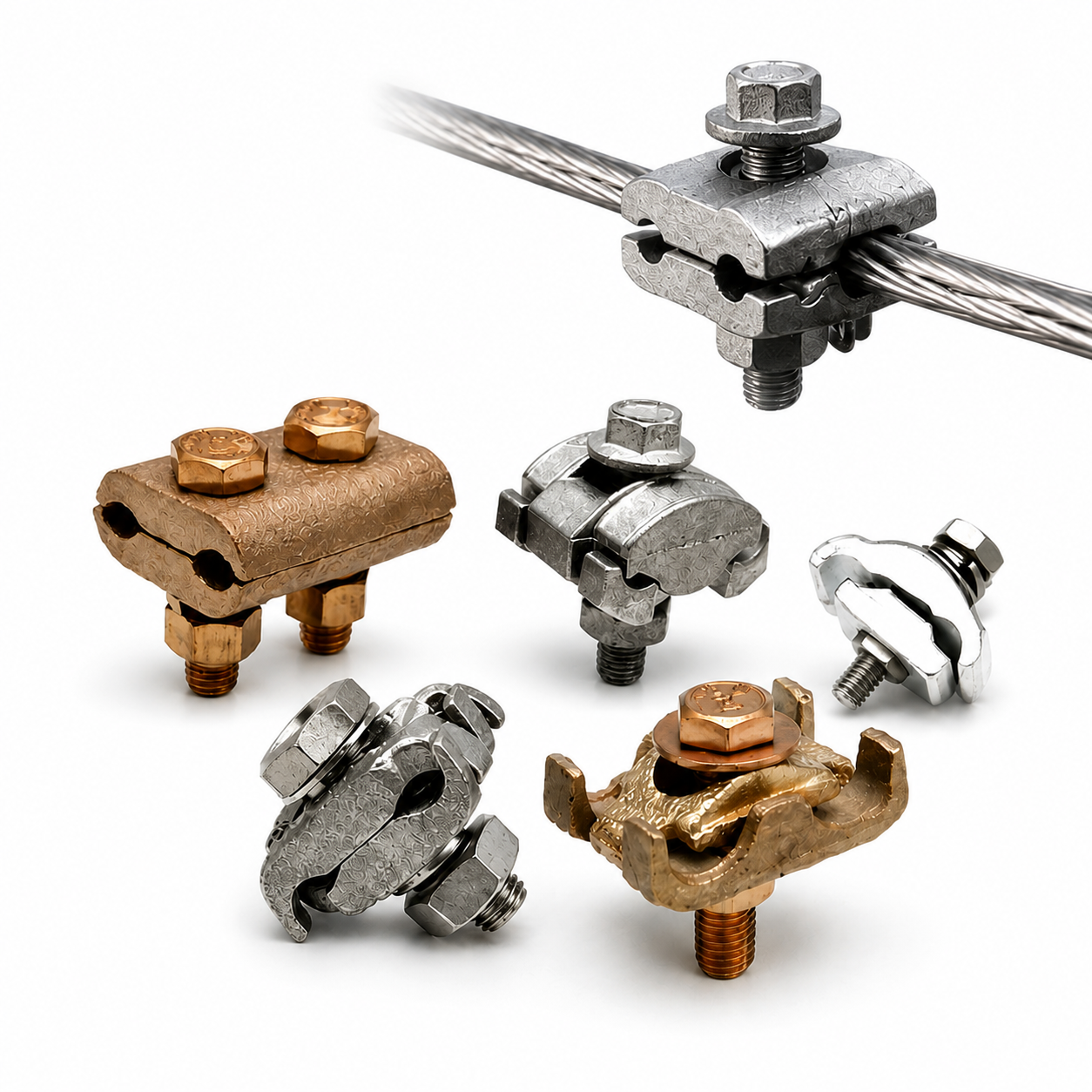 Copper Bronze/Aluminium Parallel Groove Clamps For Grounding & Bonding System