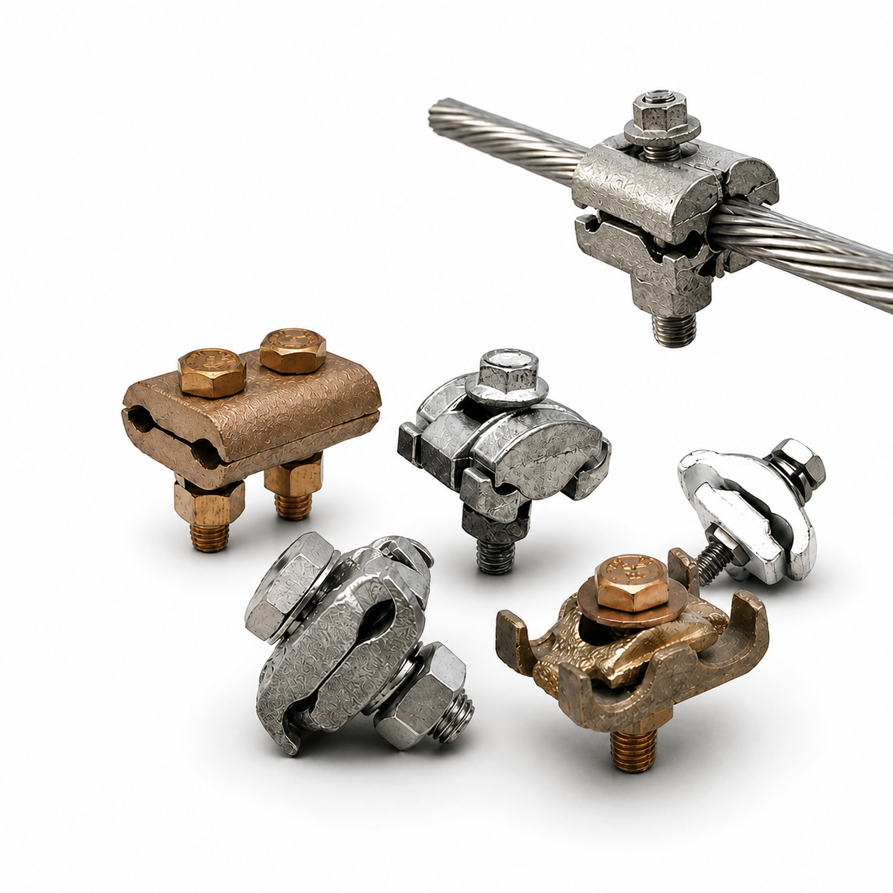 Tin Plated Copper Parallel Groove Clamp, 8-2/0 AWG Aluminum/Stranded Copper Conductor
