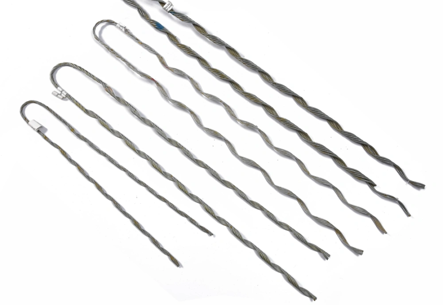 Aluminum preformed dead end guy grip for power line fittings