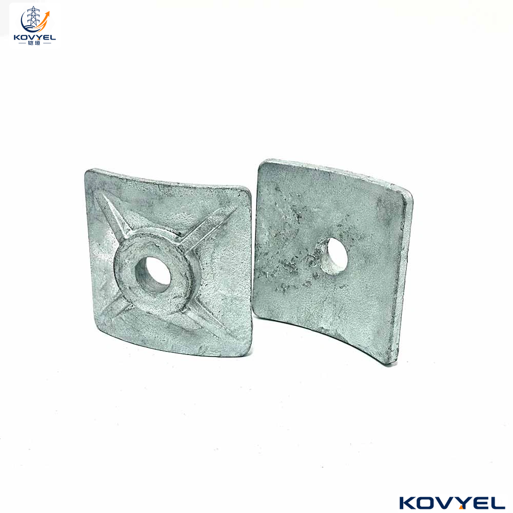 Cast Square Curved Washer HDG | Ductile Iron Utility Washer | IEEE C135.80 & CSA C83 Poleline Hardware