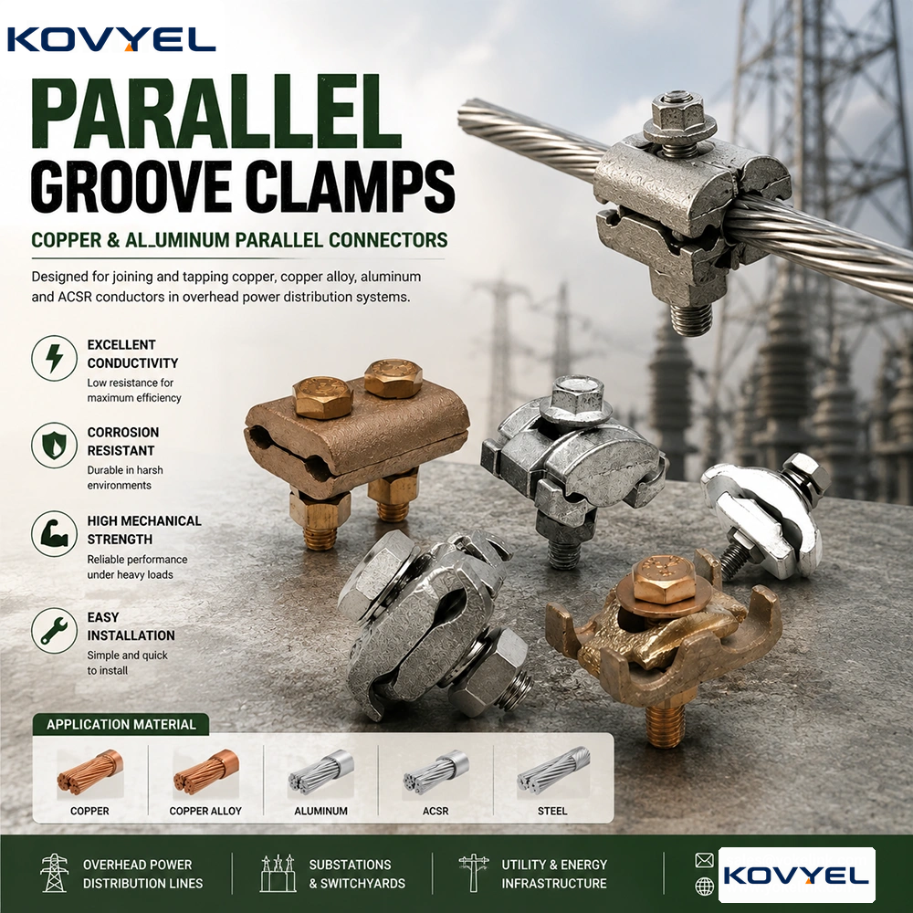 Tin Plated Copper Parallel Groove Clamp, 8-2/0 AWG Aluminum/Stranded Copper Conductor