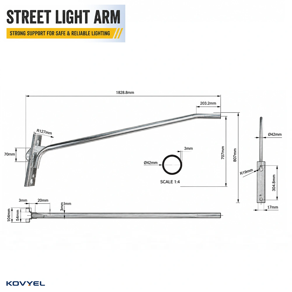 Street Light Arm | Hot Dip Galvanized Road Lighting Arm Support Bracket - product image 3