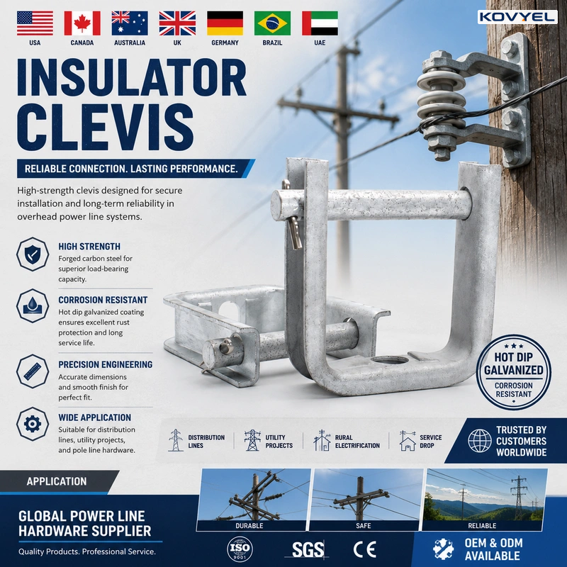 Heavy Duty Spool Insulator Clevis HDG | Utility Pole Attachment