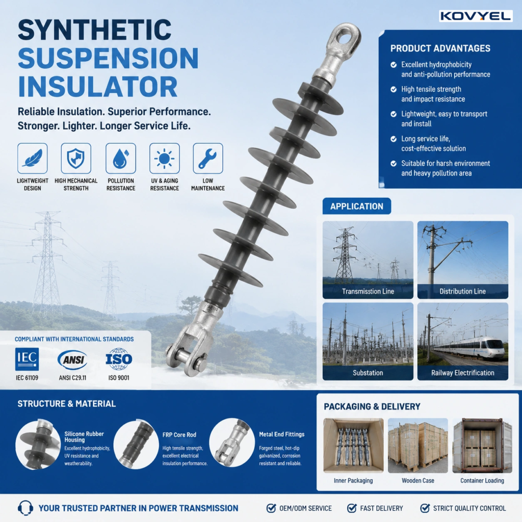 Composite Synthetic Suspension Insulator | IEC 61109 Line Hardware | Composite Silicone Insulator - product image 2
