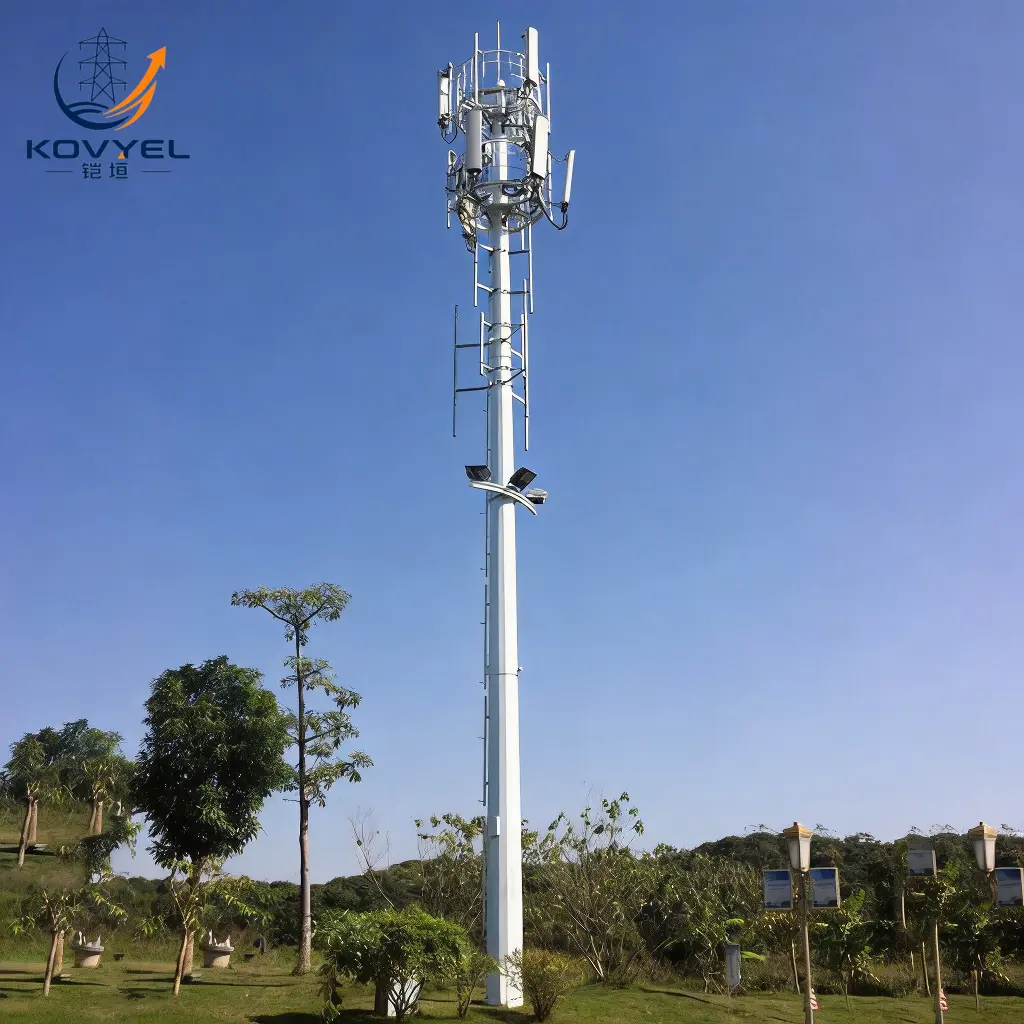 Galvanized Monopole Communication Tower