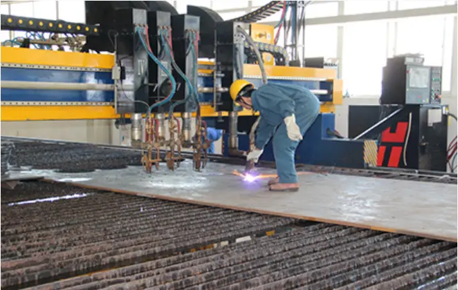 Steel Tubular Power Transmission Tower - real steel tower manufacturing process: CNC Steel Plate Cutting