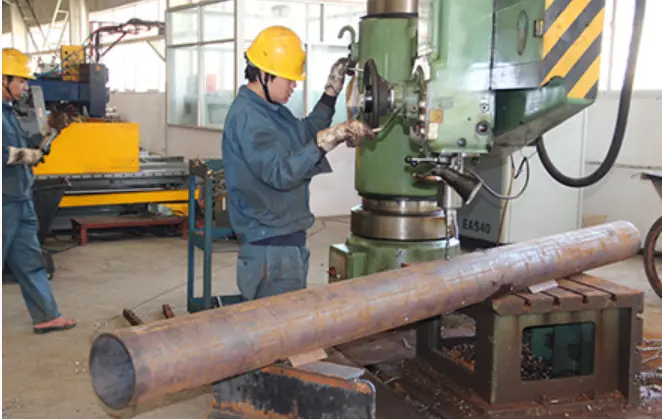 Steel Tubular Power Transmission Tower - real steel tower manufacturing process: Final Drilling