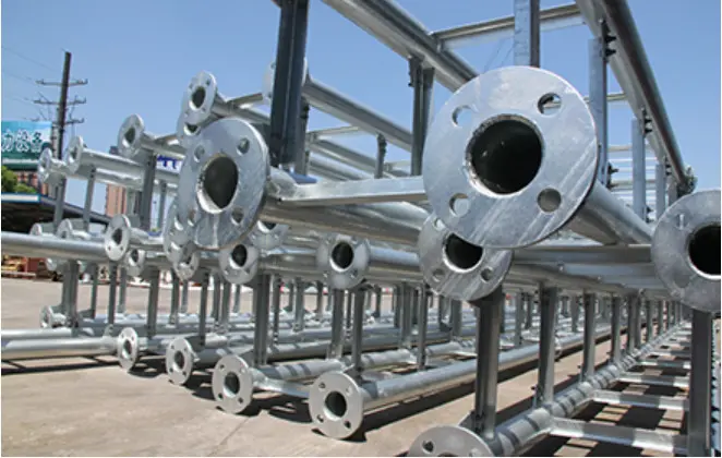 Steel Tubular Power Transmission Tower - real steel tower manufacturing process: Finished Galvanized Steel Structures